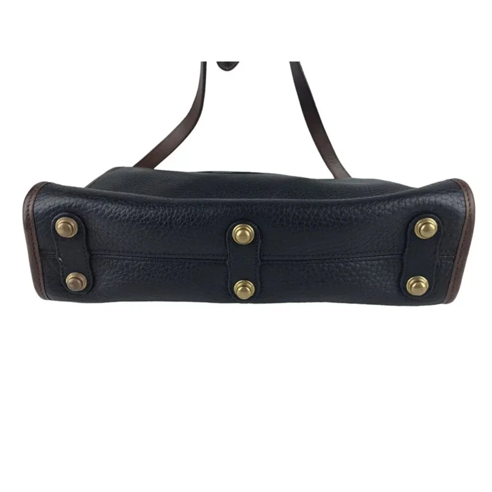 Dooney & Bourke Womens Blue‎ Brown Leather Inner Pockets Crossbody Strap Handbag